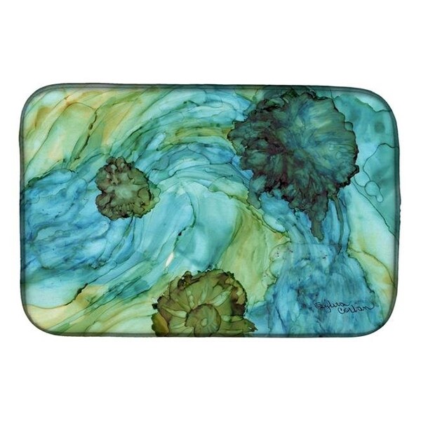 Carolines Treasures Carolines Treasures 8952DDM Abstract in Teal Flowers Dish Drying Mat 8952DDM - main